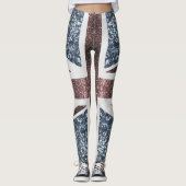 Leggings Drapeau rustique UK rouge bleu étincelants parties (Devant)