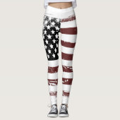 Leggings Drapeau USA Éfféminé Aspect Usé (Devant)