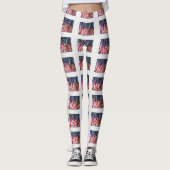 Leggings Drapeaux américains, Nom, Blanc (Devant)