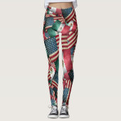 Leggings Drapeaux mexicains et drapeaux américains (Devant)