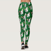 Leggings Drôle Bulldog Green Plaid Trendy mignon chien (Dos)