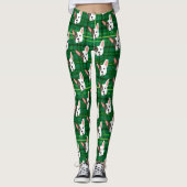 Leggings Drôle Bulldog Green Plaid Trendy mignon chien (Devant)