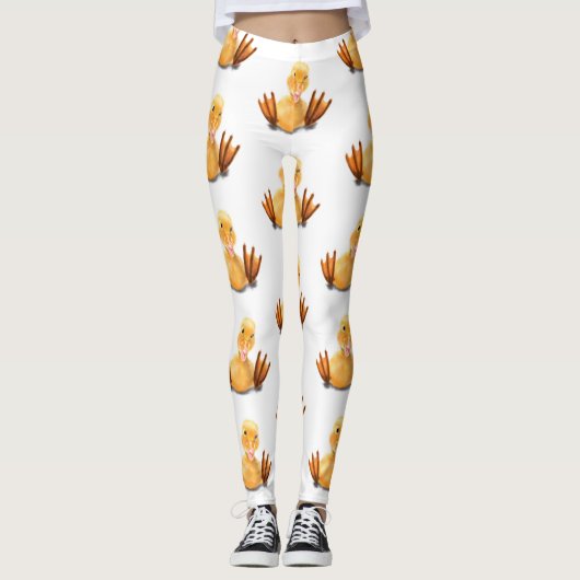 Leggings Drôle Canard Joué Wink Joyeux Smile Cartoon (Devant)