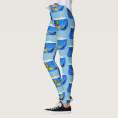 Leggings Drôle caricature de surf de lézard au cou (Gauche)