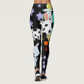 Leggings Drôle caricatures noir jaune vert étoiles (Dos)
