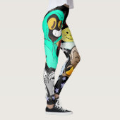 Leggings Drôle caricatures noir jaune vert étoiles (Droite)