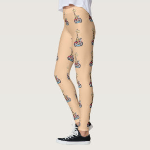 Leggings Drôle Cartoon Giraffe À Moto,