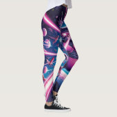 Leggings Drôle chat géant et dinosaures dans l'espace (Droite)