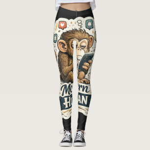 Leggings Drôle de Singe Humain Moderne Smartphone Réseaux S