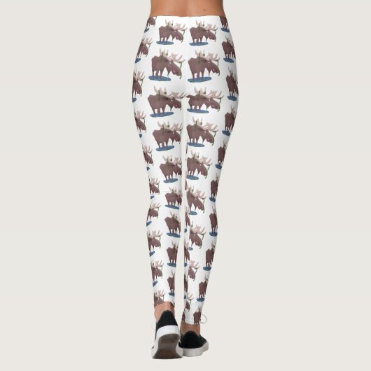 Leggings Drôle dessin animé d'orignal heureux (Dos)