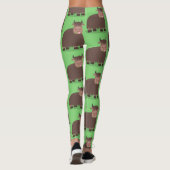 Leggings Drôle joyeux yak mangeant de l'herbe dessin d'illu (Dos)