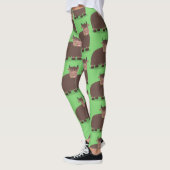 Leggings Drôle joyeux yak mangeant de l'herbe dessin d'illu (Gauche)