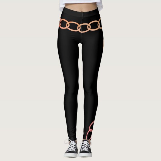 Leggings Drôle Love Lock Citation Clé Chainlink Noir (Devant)