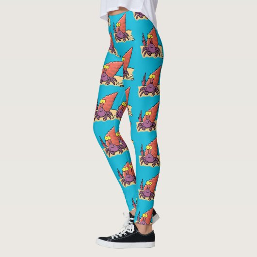 Leggings Drôle mignon caricature pourpre crabe ermite (Gauche)