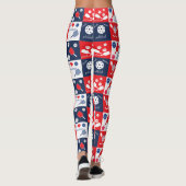Leggings Drôle Motif de Picklleball - Rouge-Blanc-Bleu (Dos)