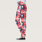 Leggings Drôle Motif de Picklleball - Rouge-Blanc-Bleu (Gauche)