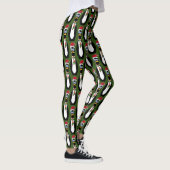 Leggings Drôle Pingouins de Noël effrayés sur vert (Droite)