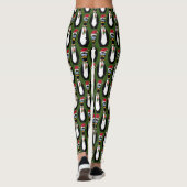Leggings Drôle Pingouins de Noël effrayés sur vert (Dos)