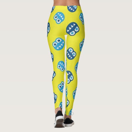 Leggings Drôle souriant Bugs Bleus (Dos)