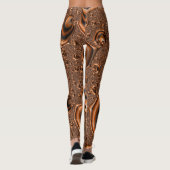 Leggings Drôle Trippy Spiraling Orange Black Fractal Art (Dos)
