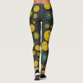 Leggings drôle visage sourire et fleurs super (Dos)