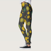 Leggings drôle visage sourire et fleurs super (Gauche)