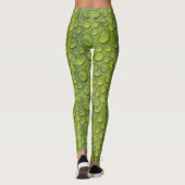 Leggings Droplets d'eau Feuilles vertes Motif de la nature (Dos)