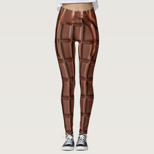 Leggings Du chocolat fondu au-dessus d'un bloc de chocolat (Devant)