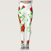 Leggings du concepteur à fleurs rouges (Devant)