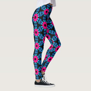 Leggings du concepteur de pierres précieuses bleue