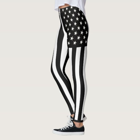Leggings du drapeau américain noir et blanc (Gauche)