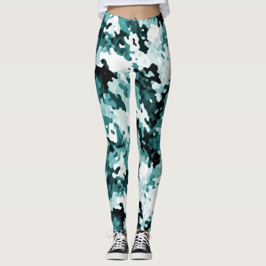 Leggings du Motif Camo "Le vrai Turquoise" (Devant)
