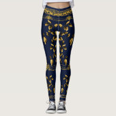 Leggings Duchess Gold Leaf Chain Lion Emblem Navy Blue (Devant)