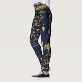 Leggings Duchess Gold Leaf Chain Lion Emblem Navy Blue (Gauche)