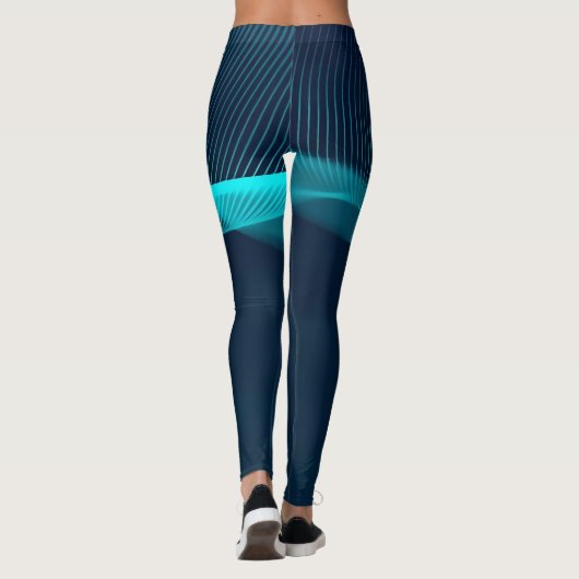 Leggings Dynamique Abstraite des fluides bleus verts (Dos)