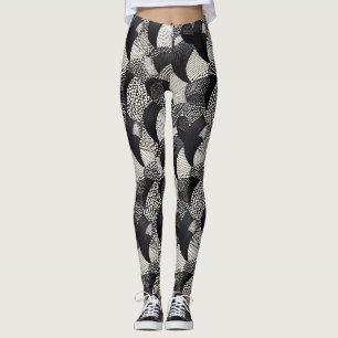 Leggings Dynamique Noir Blanc - Flux Géométrique Organique