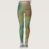 Leggings Earthy Olive Strata | Agate d'encre verte et dorée (Devant)