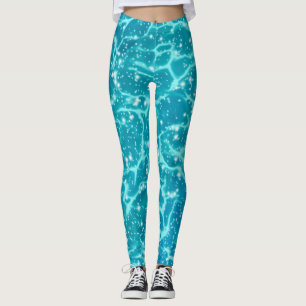 Leggings Eau de la mer bleue avec étincelles