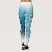 Leggings Eau de mer blanche bleu mousse ondulée (Dos)