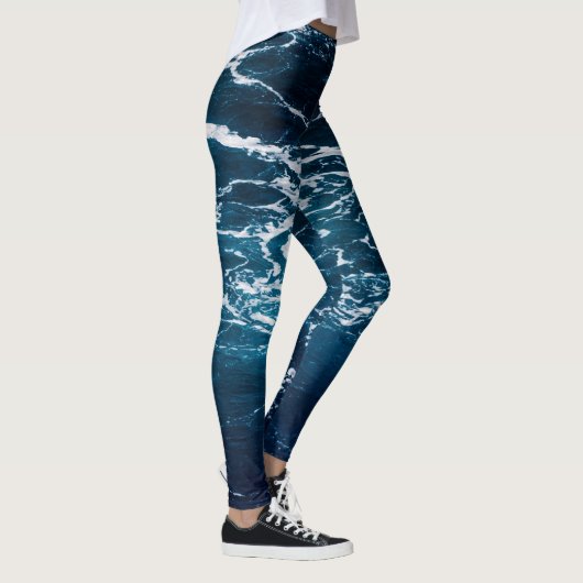 Leggings Eau de mer bleu foncé et humide (Droite)