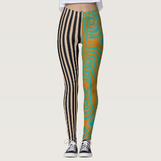 Leggings Eau de piscine méditerranéenne, rayures classiques