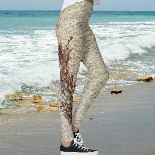 Leggings Eau de sable de plage et algues