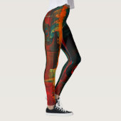 Leggings Eau Orange Rouge Bleu moderne Art Abstrait Motif (Droite)