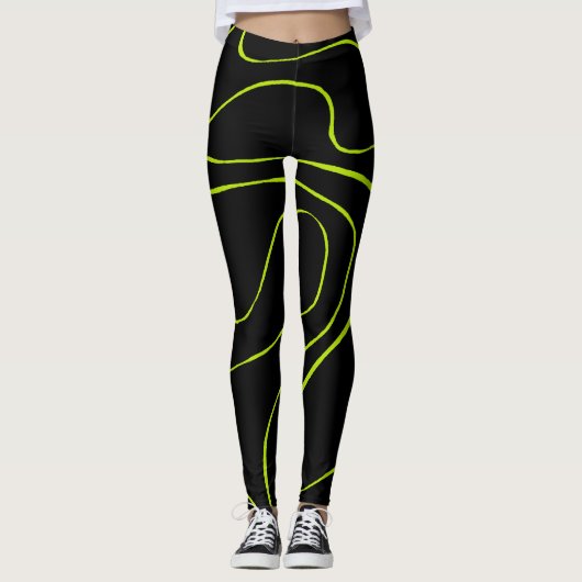 Leggings Ebb et flux 2 en Lime vert et noir (Devant)