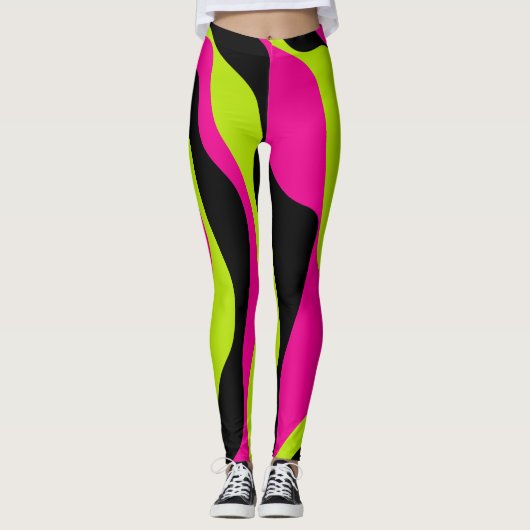 Leggings Ebb et flux 4 en Lime vert, rose chaud et noir (Devant)