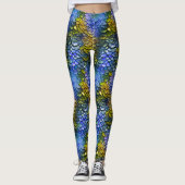 Leggings Écaille de Sirène Bleu Jaune Dragon (Devant)
