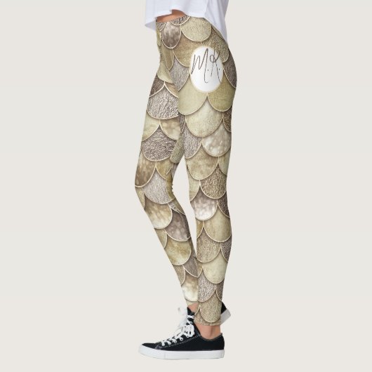 Leggings Écaille Pailletée Or Sirène Monogramme (Gauche)