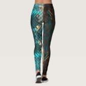 Leggings Écailles de dragon bleu or (Dos)