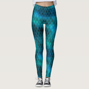 Leggings Écailles de dragon sarcelle scintillantes et paill