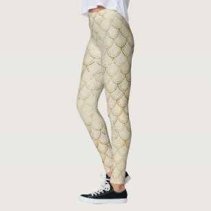 Leggings Écailles de poisson dorées Rétro Grunge Queue de s